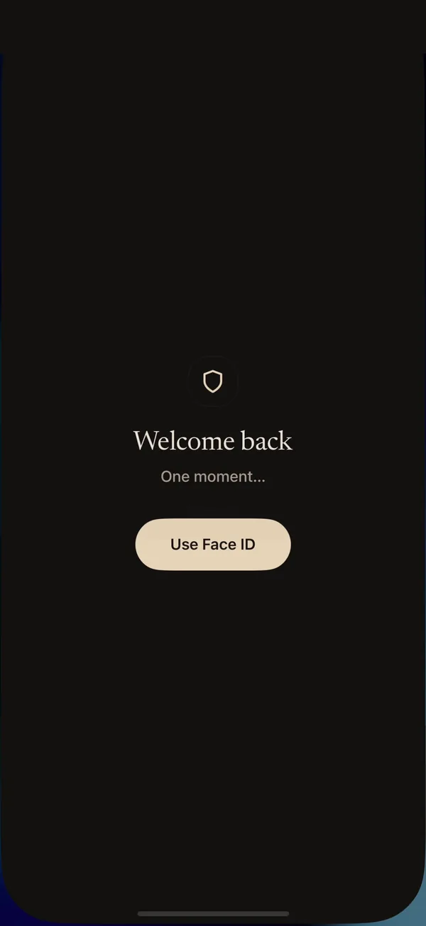 The DentKey lock screen asking to unlock before the app opens